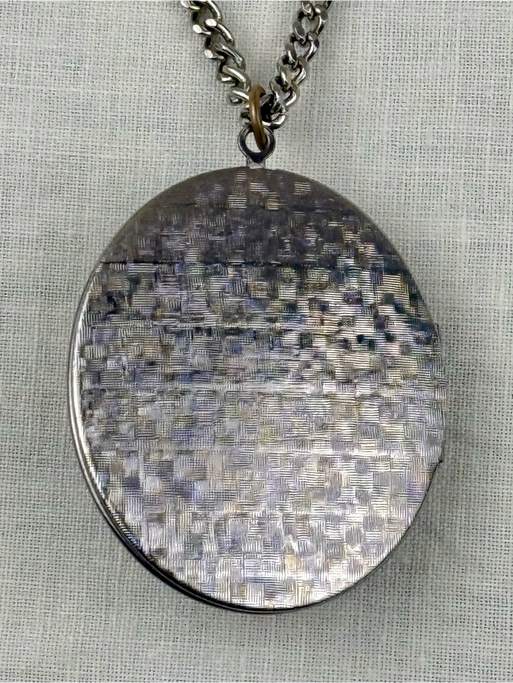 Vintage Style Oval Locket Necklace Blue Stone Silver Tone Pendant - Picture 4 of 7